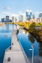 Philadelphia city skyline with bridge for walking