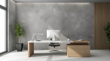 Modern Office Space, Sleek and stylish workspace with minimalist design elements