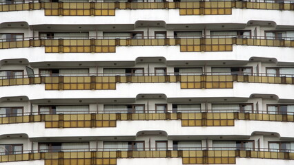 Pattern made by balconies on a high rise apartment building in Recoleta, Buenos Aires, Argentina