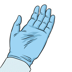 Hand of scientist in glove pop art PNG