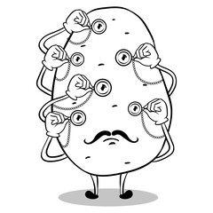 Potato and monoculars coloring book PNG