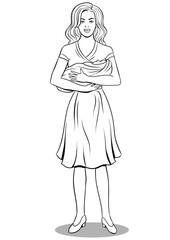 Mother and baby coloring book PNG