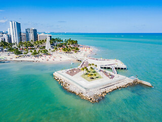 Aerial view of the city of Maceió with Marco dos Corais and Ponta Verde Beach