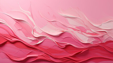 White and Red Liquid Paint Wavy Texture on a Pink Color Background