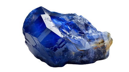 Blue rough diamond crystal on a transparent background
