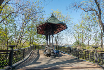 Pavilion in the park on Vladimirskaya Hill in Kyiv in spring