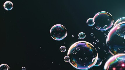 Soap bubbles shimmering with colorful reflections. - obrazy, fototapety, plakaty