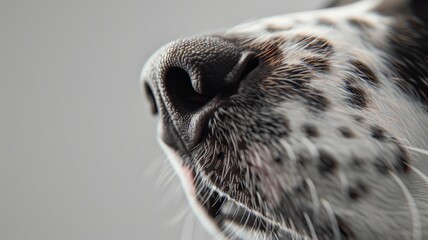 Close-up of a dog's whiskered snout. - obrazy, fototapety, plakaty