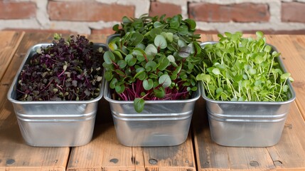 Microgreens thriving in containers on a countertop