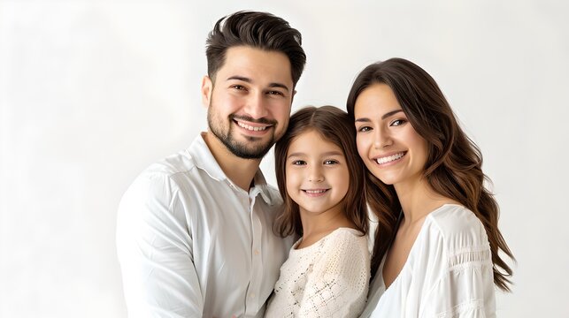 Happy Family Smiling Together in a Studio, Reflecting Love and Bonding. A Casual and Modern Portrait Perfect for Lifestyle Use. AI