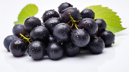 Fototapeta premium A Group of Fresh Black Grape Fruit On Isolated White Background