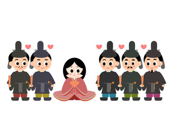 かぐや姫と5人の求婚者のイラスト