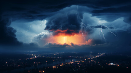 Fototapeta premium Landscapes, raging storms and violent and dangerous lightning strikes.