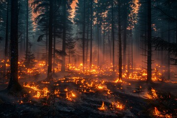Catastrophic forest inferno sweeps across the landscape