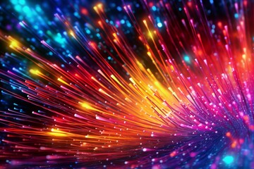 Obraz premium Vibrant Fiber Optics Colorful Technological Background 