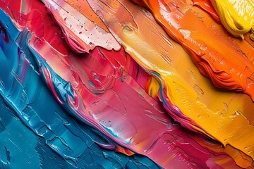 Vibrant Abstract Paint Swirls in a Spectrum of Colors for Lively Background Design