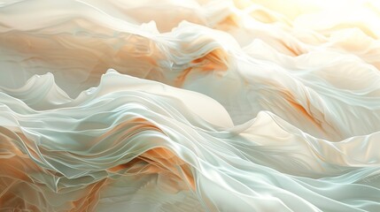 Illuminated Soft Waves of Ethereal Fabric in Pastel Tones for Luxurious Background Design