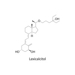 Lexicalcitol flat skeletal molecular structure Vitamin D agonist drug used in Vitamin D deficiency treatment. Vector illustration scientific diagram. - obrazy, fototapety, plakaty