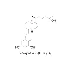 20-epi-1α,25(OH)2D3 flat skeletal molecular structure Vitamin D agonist drug used in Vitamin D deficiency treatment. Vector illustration scientific diagram. - obrazy, fototapety, plakaty