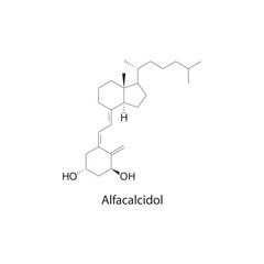 Alfacalcidol flat skeletal molecular structure Vitamin D agonist drug used in Hypocalcemia treatment. Vector illustration scientific diagram.