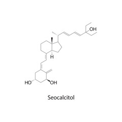 Seocalcitol flat skeletal molecular structure Vitamin D agonist drug used in Cancer treatment. Vector illustration scientific diagram.