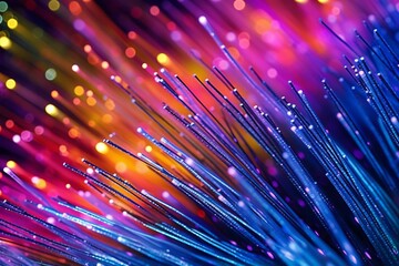 Vibrant Fiber Optics Colorful Technological Background	