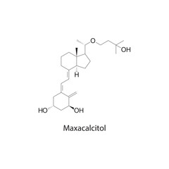 Maxacalcitol flat skeletal molecular structure Vitamin D agonist drug used in Secondary hyperparathyroidism treatment. Vector illustration scientific diagram. - obrazy, fototapety, plakaty