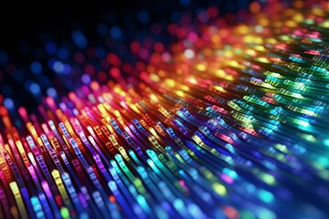 Vibrant Fiber Optics Colorful Technological Background	 - obrazy, fototapety, plakaty