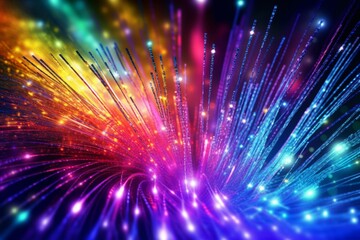 Fototapeta na wymiar Vibrant Fiber Optics Colorful Technological Background 