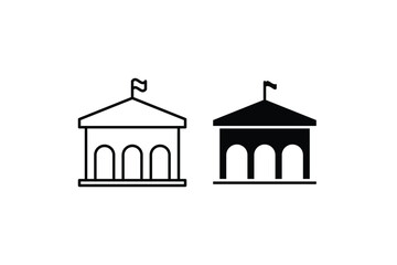 City hall building line icon, outline vector sign, linear style pictogram on white background. Capitol symbol, Architecture and Travel collection.