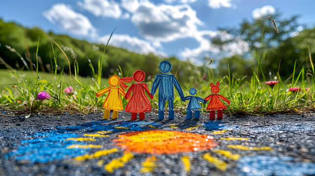 child's crayon drawing about family, Ai Generated Images