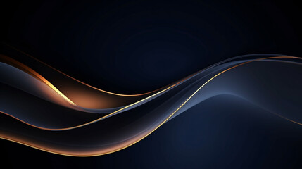 Abstract luxury glowing lines curved overlapping on dark blue background. Template premium award...