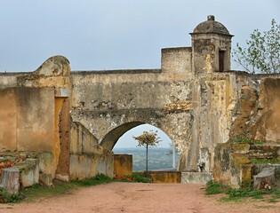 Historic city wall and aquaduct in Elvas, Alentejo - Portugal