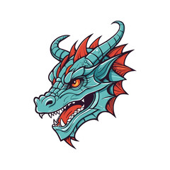 Vintage Green Dragon Head Engraving