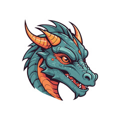 Vintage Green Dragon Head Engraving