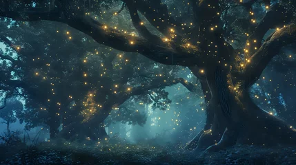 Foto op Plexiglas Enchanted Forest of Fireflies./n © Крипт Крпитович