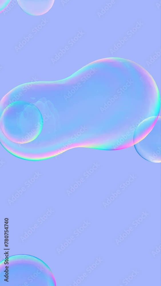Aufkleber Abstract summer liquid blobs. soap bubbles on purple background. seamless loop animation background.