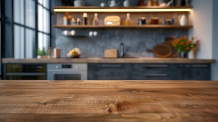 beautiful kitchen on wooden board