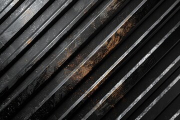 Black metal texture background with diagonal stripes of rusted steel and metallic textures