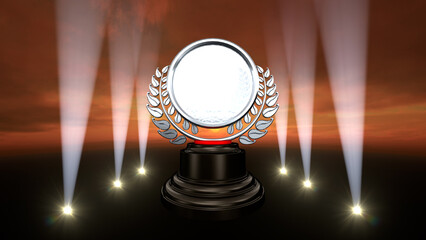 Podium Prize Trophy awards ceremony 3D illustration