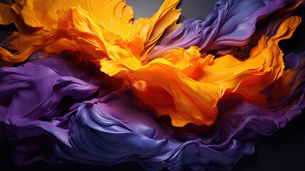 Yellow and Purple Floating Liquid Paint Wavy Background