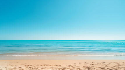 Obraz premium Under the clear blue sky, a sun-kissed beach invites relaxation and joy