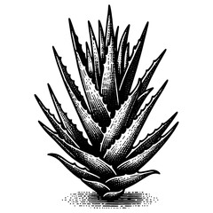  Aloe Vera Plant engraving PNG illustration - obrazy, fototapety, plakaty