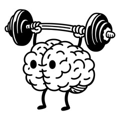 Brain Cartoon Lifting Weights PNG - obrazy, fototapety, plakaty