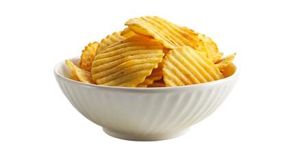 potato chips in a bowl isolated on transparent background
