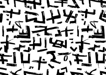 Abstract Black Brush Strokes on White Background