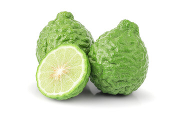 Fototapeta premium Bergamot fruit with cut in half isolated on white background. Clipping path.