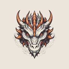 Intricately designed dragon head illustration in vivid colors