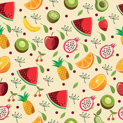Seamless fabric fruit pattern design