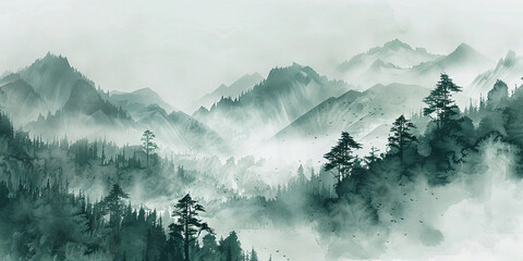 Ink Wash Zen: Minimalist Mountain Essence